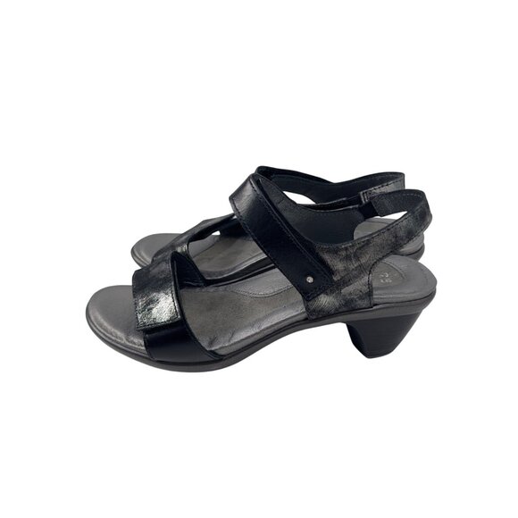 Naot Womens Black/Metallic Double Strap Leather Heeled Sandals Size 37 - Picture 6 of 13